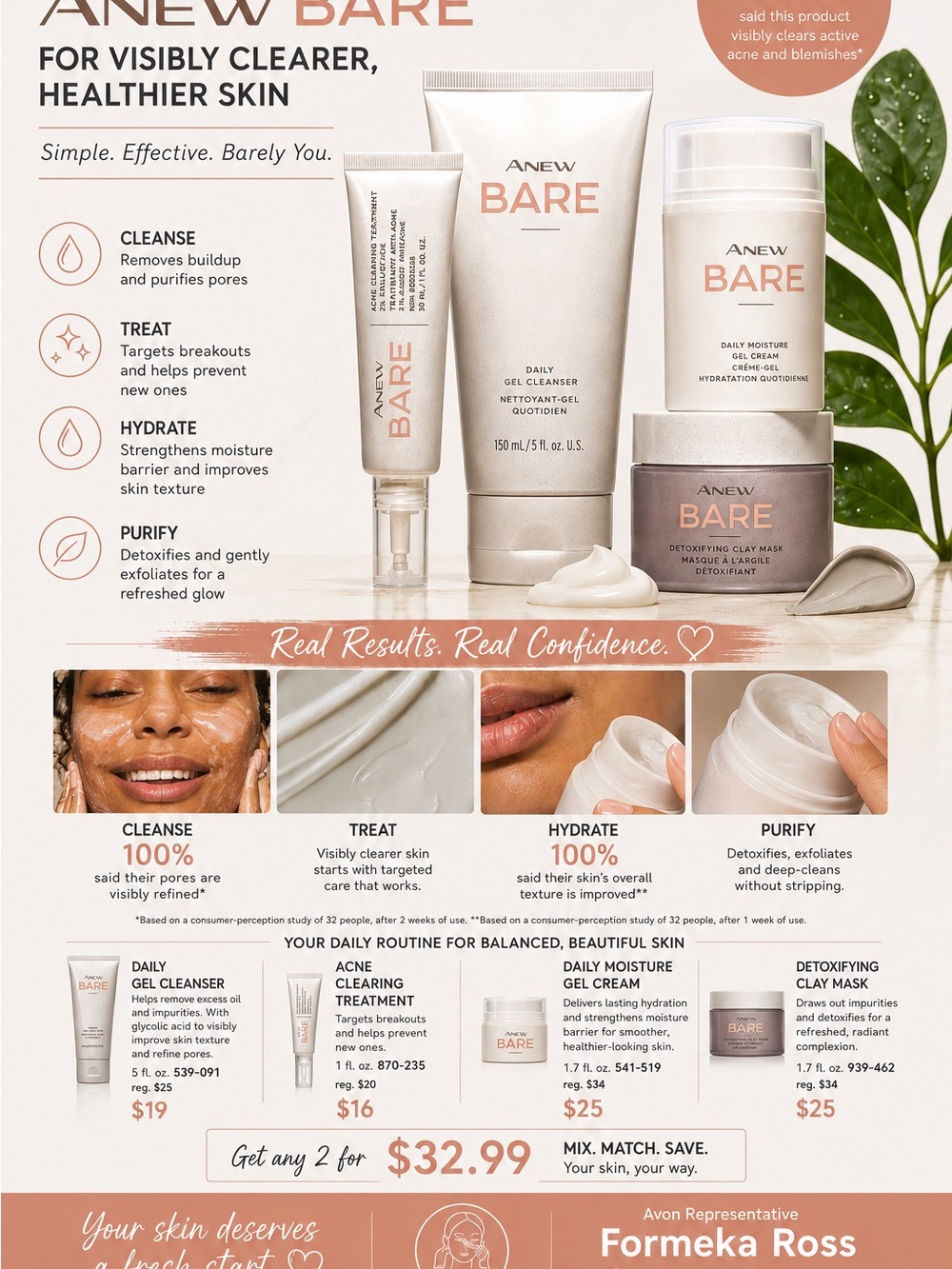 Avon Anew Bare Skincare Trio in White and Peach